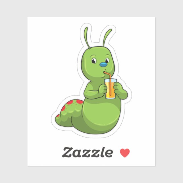 Caterpillar with Glass of Orange juice Sticker (Sheet)