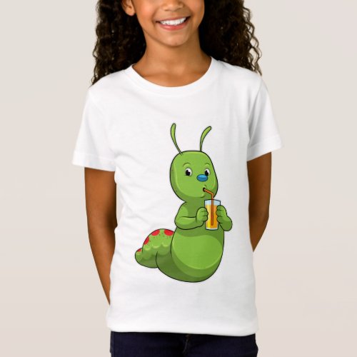 Caterpillar with Glass of Orange juice T_Shirt