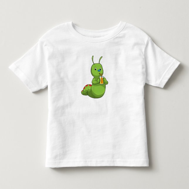 Caterpillar with Glass of Orange juice Toddler T-shirt (Front)
