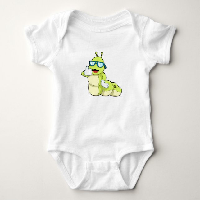 Caterpillar with Glasses Baby Bodysuit (Front)