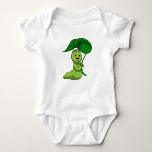 Caterpillar with Leaf as Parasol Baby Bodysuit