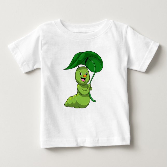 Caterpillar with Leaf as Parasol Baby T-Shirt (Front)