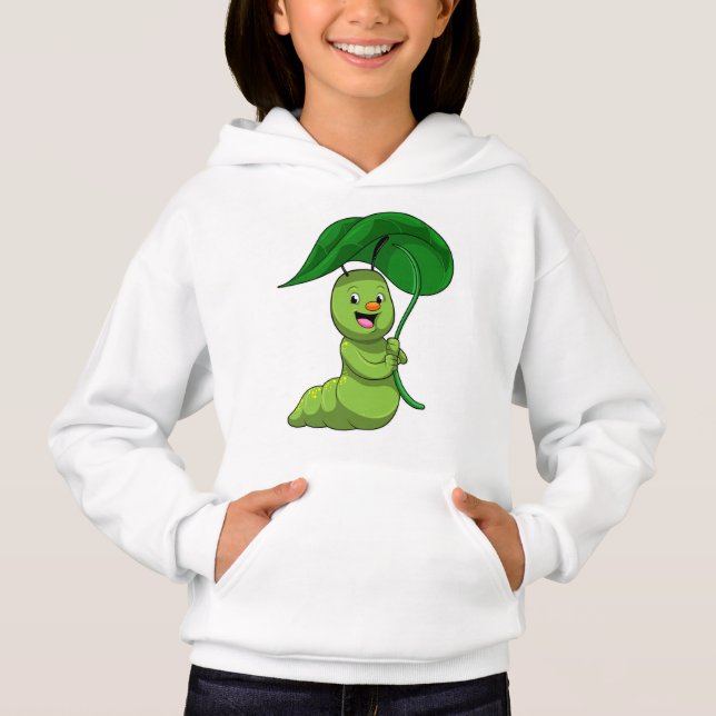 Caterpillar with Leaf as Parasol Hoodie (Front)