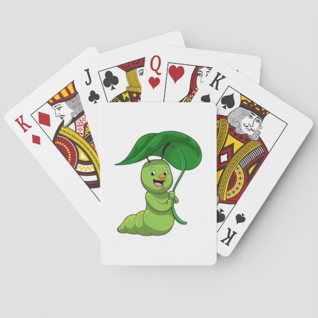 Caterpillar with Leaf as Parasol Poker Cards (Back)