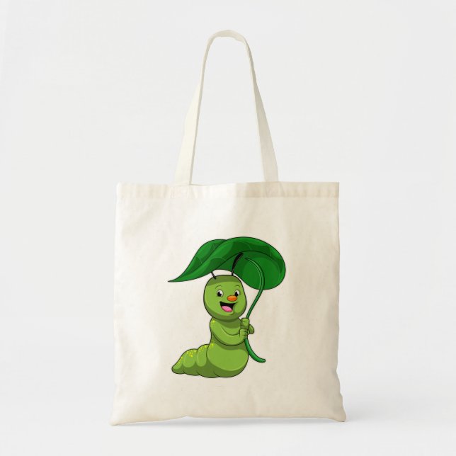Caterpillar with Leaf as Parasol Tote Bag (Front)