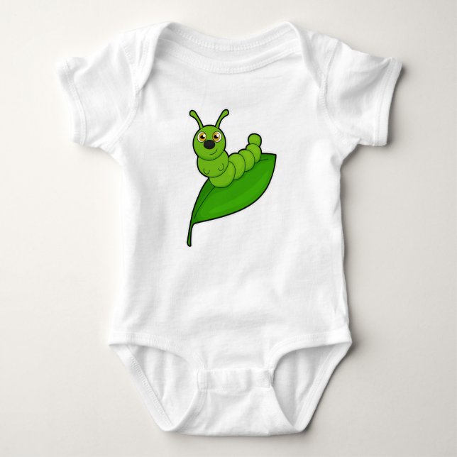 Caterpillar with Leaf Baby Bodysuit (Front)