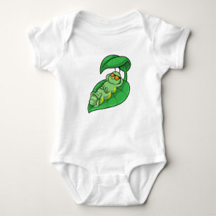 Caterpillar with Leaf Baby Bodysuit