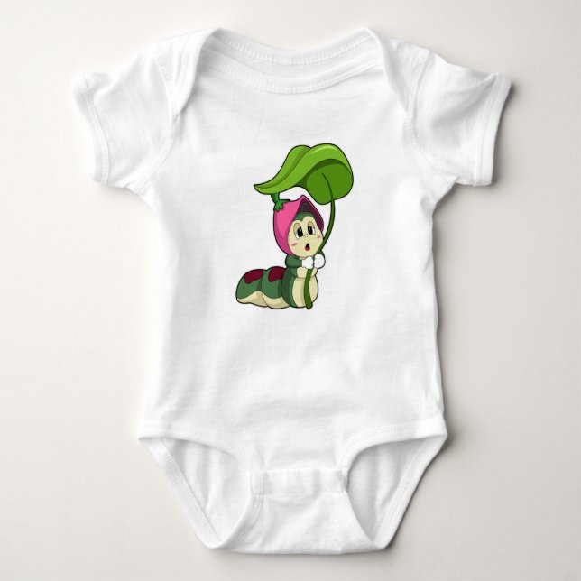 Caterpillar with Leaf Baby Bodysuit (Front)
