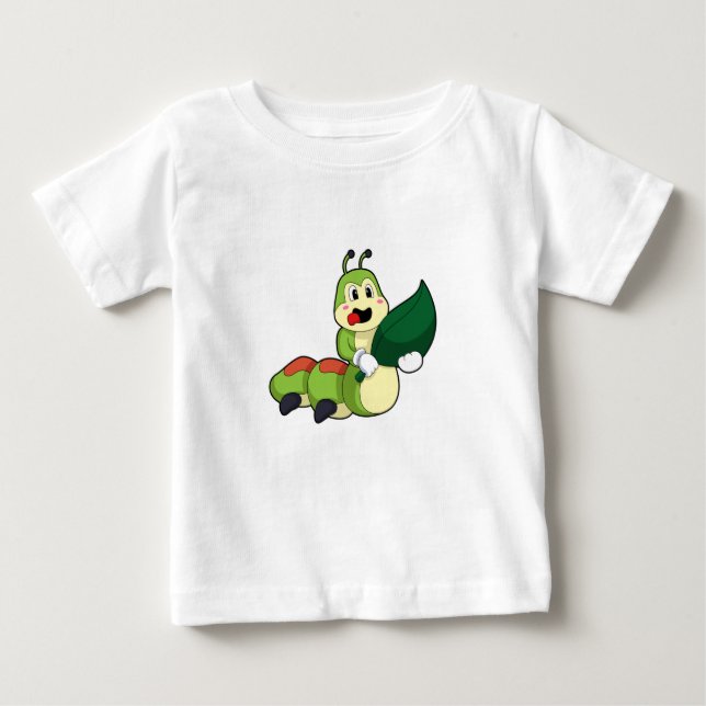 Caterpillar with Leaf Baby T-Shirt (Front)