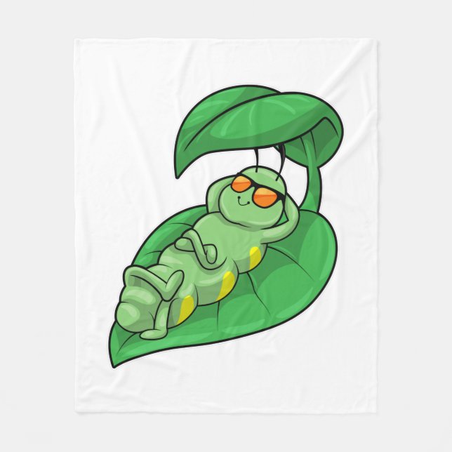 Caterpillar with Leaf Fleece Blanket (Front)