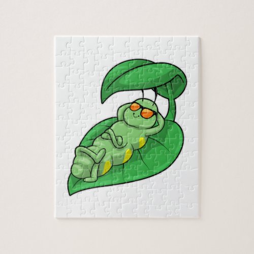 Caterpillar with Leaf Jigsaw Puzzle