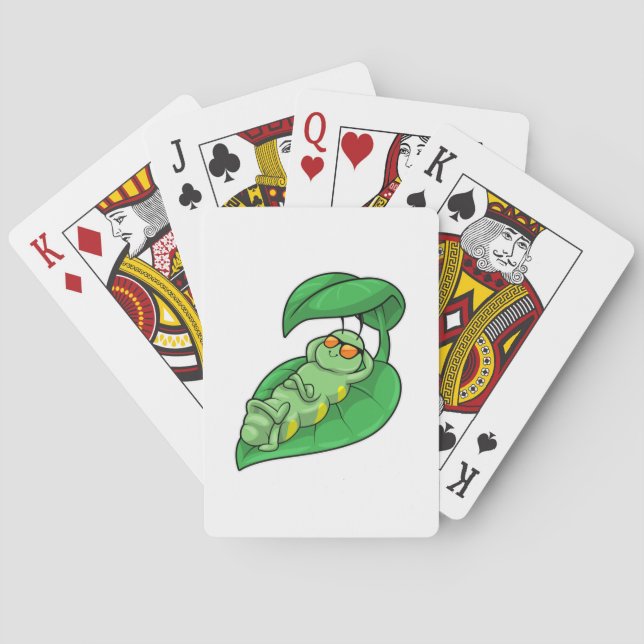 Caterpillar with Leaf Poker Cards (Back)