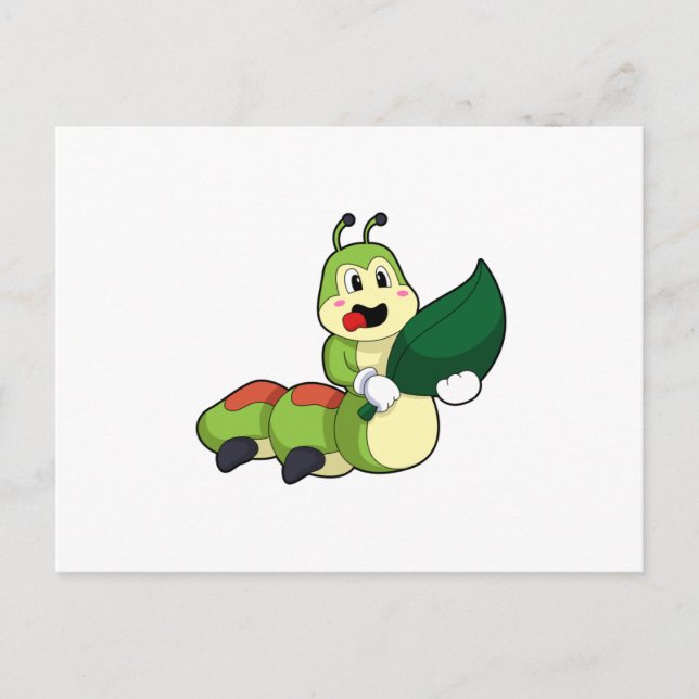 Caterpillar with Leaf Postcard (Front)