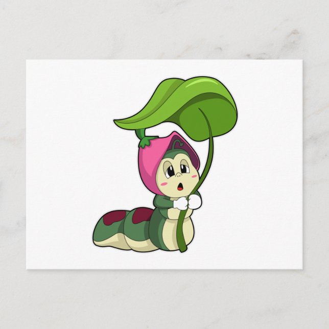 Caterpillar with Leaf Postcard (Front)