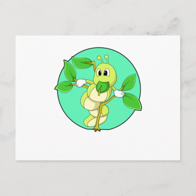 Caterpillar with Leaf Postcard (Front)
