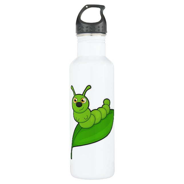 Caterpillar with Leaf Stainless Steel Water Bottle (Front)