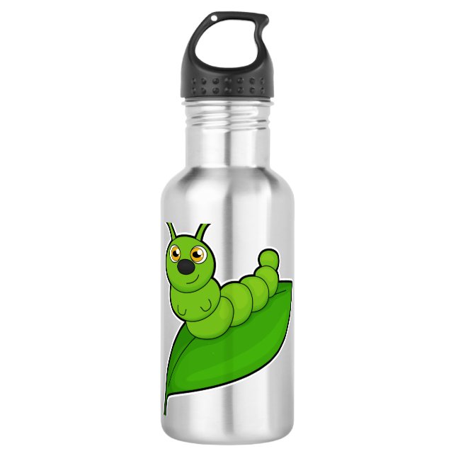 Caterpillar with Leaf Stainless Steel Water Bottle (Front)