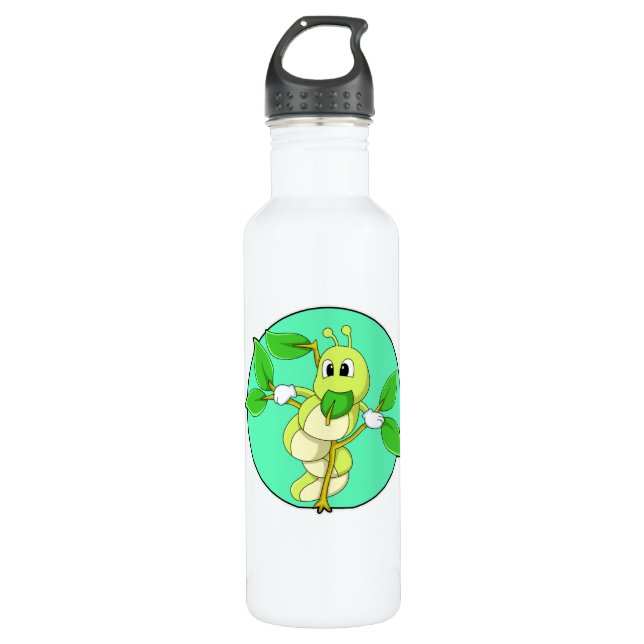 Caterpillar with Leaf Stainless Steel Water Bottle (Front)