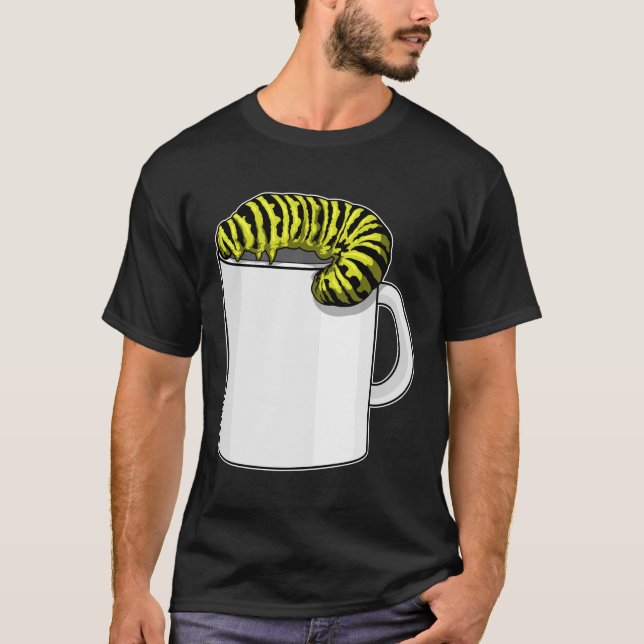 Caterpillar with Mug T-Shirt (Front)