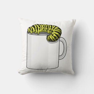 Caterpillar with Mug Throw Pillow