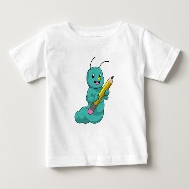 Caterpillar with Pencil Baby T-Shirt (Front)