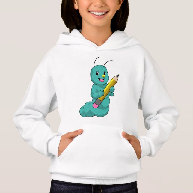 Caterpillar with Pencil Hoodie (Front)