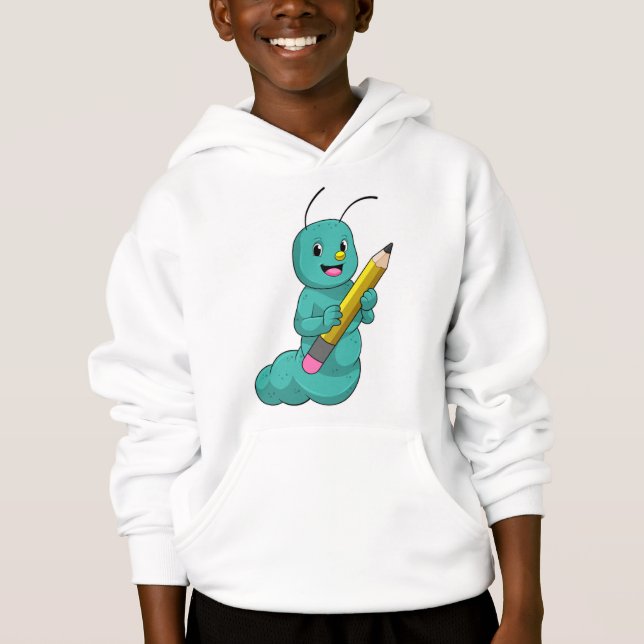 Caterpillar with Pencil Hoodie (Front)