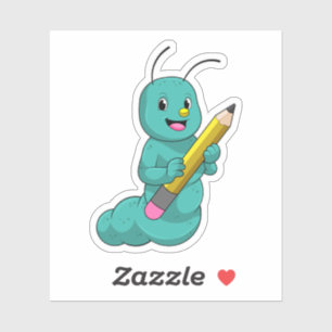 Caterpillar with Pencil Sticker