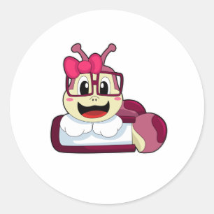 Caterpillar with Ribbon Classic Round Sticker