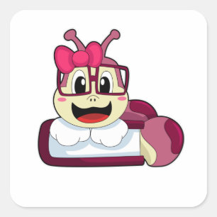 Caterpillar with Ribbon Square Sticker