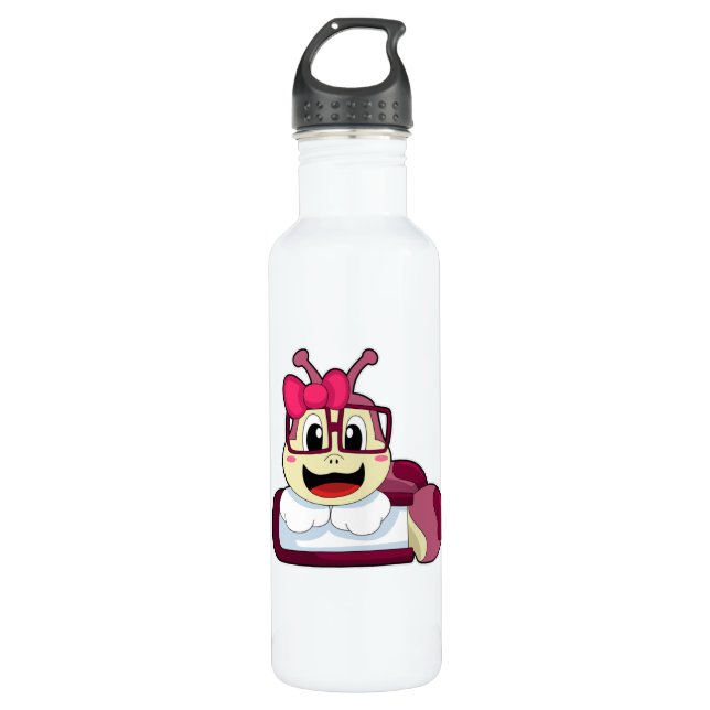 Caterpillar with Ribbon Stainless Steel Water Bottle (Front)
