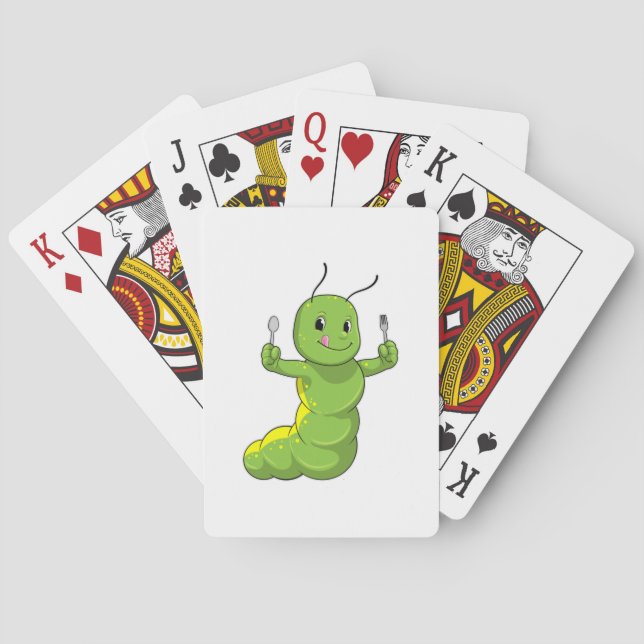 Caterpillar with Spoon & Fork Poker Cards (Back)