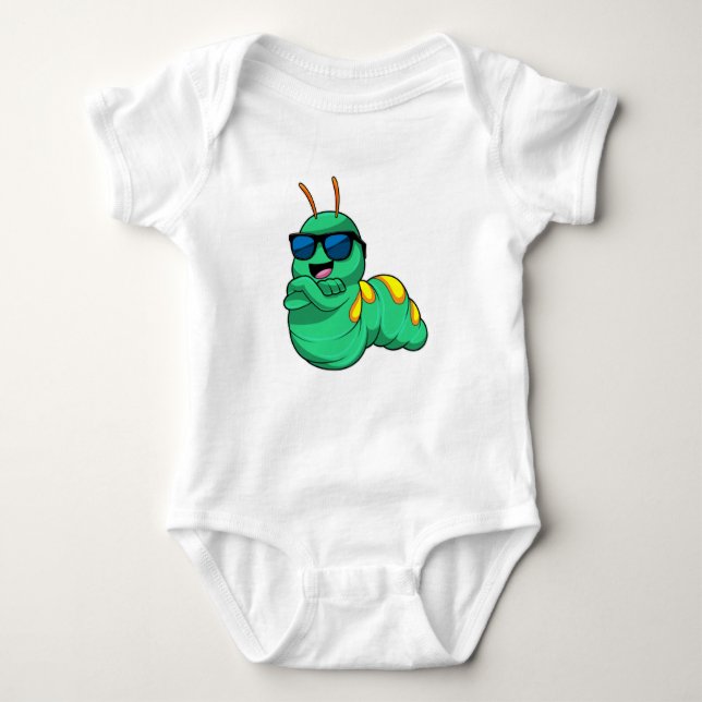 Caterpillar with Sunglasses Baby Bodysuit (Front)