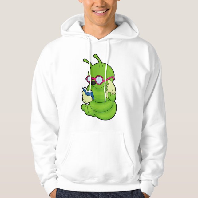 Caterpillar with Sunglasses & Book Hoodie (Front)