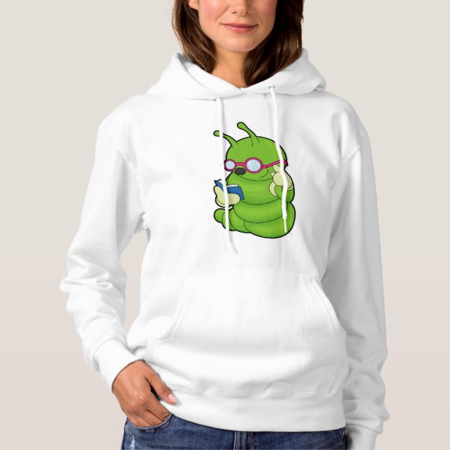 Caterpillar with Sunglasses & Book Hoodie (Front)