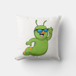Caterpillar with Sunglasses Throw Pillow