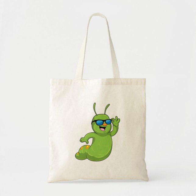 Caterpillar with Sunglasses Tote Bag (Front)