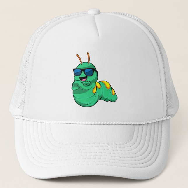 Caterpillar with Sunglasses Trucker Hat (Front)