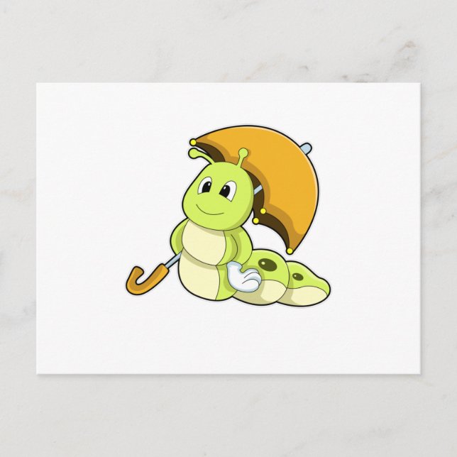 Caterpillar with Umbrella Postcard (Front)