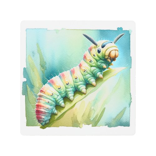 Caterpillars Course REF134 _ Watercolor Metal Print