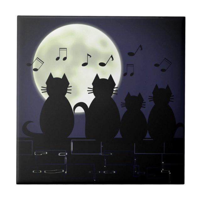 caterwauling by moonlight ceramic tile (Front)
