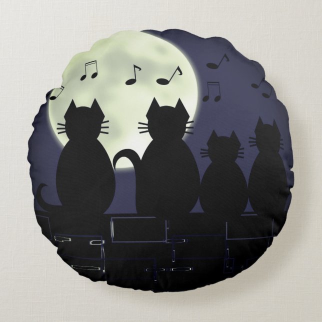 caterwauling by moonlight round pillow (Front)