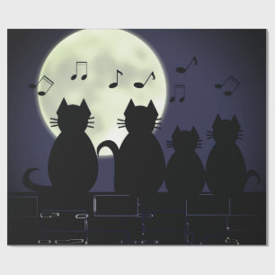 Caterwauling by moonlight wrapping paper