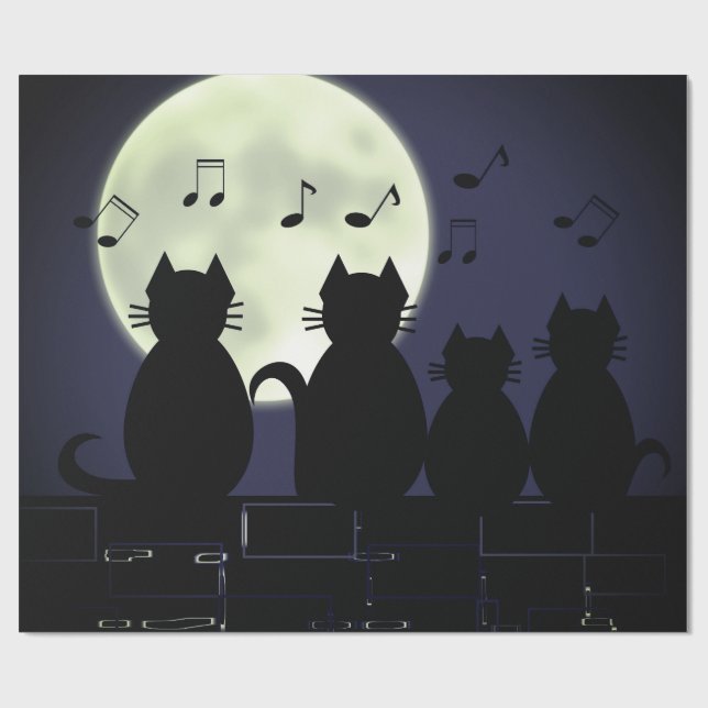 Caterwauling by moonlight wrapping paper (Flat)