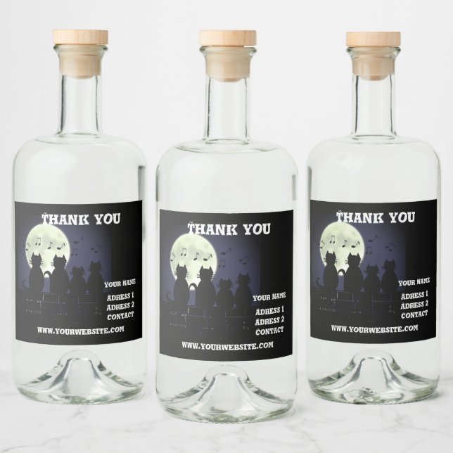 caterwauling ,Cats in the moonlight. Personalize Liquor Bottle Label (Bottles)
