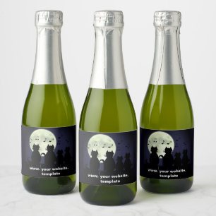 caterwauling ,Cats in the moonlight. Personalize Sparkling Wine Label