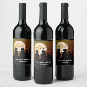 caterwauling ,Cats in the moonlight. Personalize Wine Label