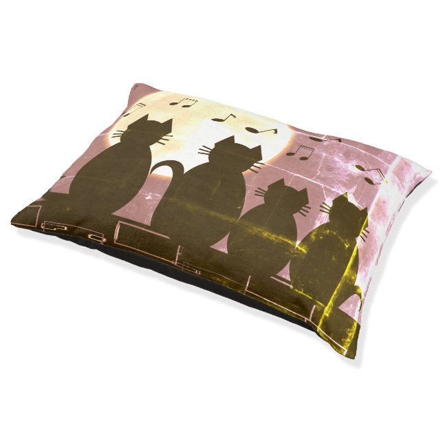 caterwauling ,Cats in the moonlight. Pet Bed (Angled)