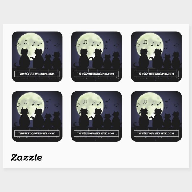 caterwauling ,Cats in the moonlight. Square Sticker (Sheet)