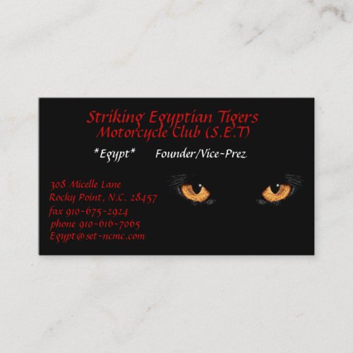 cateyes, Striking Egyptian Tigers, Motorcycle C... Business Cards